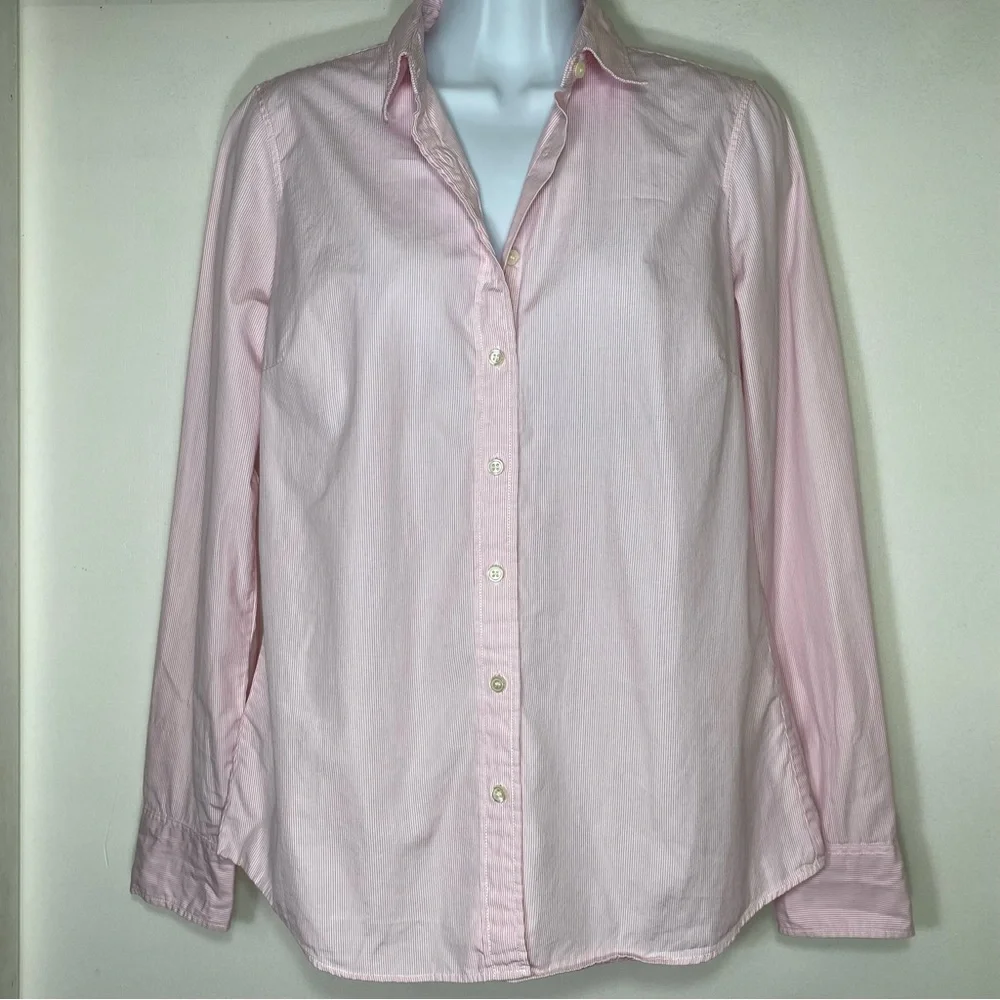 Haberdashery J. Crew 100% Cotton Pink Stripes Collar Button Up Shirts, S - Picture 2 of 8